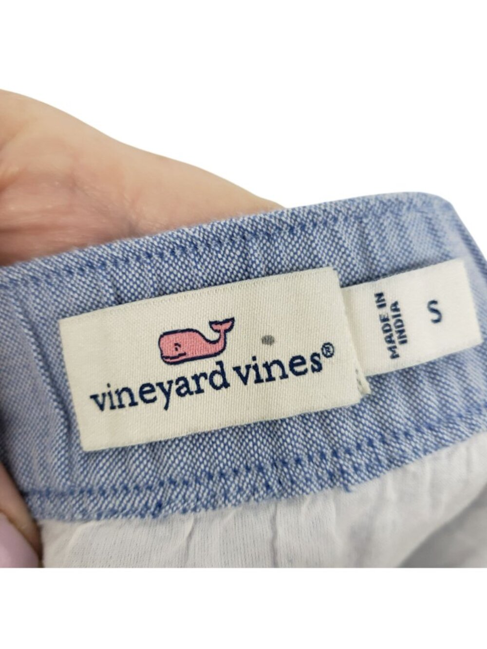 Vineyard Vines Blue Red Embroidered A Line Mini Skirt Chambray Flounce Pull On - Picture 3 of 9